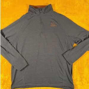 Ducks Unlimited Mens XL Quarter Zip Pullover Gray Striped Performance Fleece